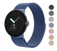 Amzpas Bracelet de rechange en métal compatible avec Google Pixel Watch pour homme et femme, boucle en maille en acier inoxydable réglable pour Google Pixel Watch/Pixel Watch 2 (bleu saphir)