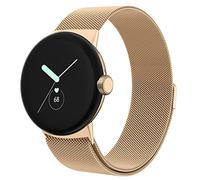 Amzpas Bracelet en métal compatible avec Google Pixel Watch pour homme et femme, boucle en maille d'acier inoxydable réglable pour Google Pixel Watch 2022 (or rose)