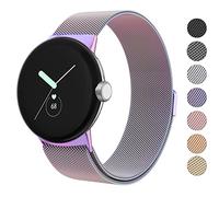 Amzpas Bracelet en métal compatible avec les bracelets de montre Google Pixel pour homme et femme, boucle en maille d'acier inoxydable réglable pour Google Pixel Watch 2022 (coloré)