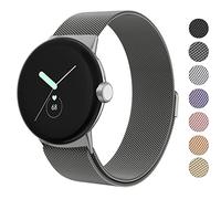Amzpas Bracelet en métal compatible avec les bracelets de montre Google Pixel pour homme et femme, boucle en maille d'acier inoxydable réglable pour Google Pixel Watch 2022 (gris sidéral)
