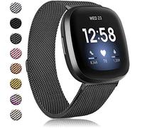 Amzpas Bracelets compatibles avec Fitbit Versa 3/4 Fitbit Sense/Sense 2, bracelet magnétique réglable en maille d'acier inoxydable respirant, pour Fitbit Versa 3/4, Fitbit Sense/Sense 2, pour homme et femme (noir, taille L)