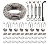 AMZSKU Lot de 64 câbles en acier inoxydable 304, 35 m d'épaisseur, 3 mm, pour plantes grimpantes, corde à rideau, clôture