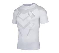 AMZSPORT Chemise de Compression à Manches Courtes pour Hommes T-Shirt de Course Respirant, Blanc, L