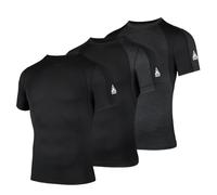 AMZSPORT Chemise de Compression à Manches Courtes pour Hommes T-Shirt de Course Respirant, Pack 3: Noir Noir Gris S