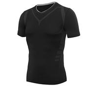 AMZSPORT Maillot Compression à Manches Courtes pour Homme Sports Séchage Rapide Baselayer Haut Noir S