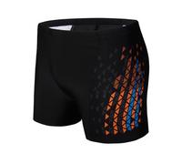 AMZSPORT Maillot de Bain Homme Short de Bain à Séchage Rapide Boxer de Plage avec Cordon de Serrage, Noir-Orange S