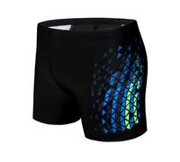 AMZSPORT Maillot de Bain Homme Short de Bain à Séchage Rapide Boxer de Plage avec Cordon de Serrage, Patchwork Noir Bleu L