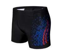 AMZSPORT Maillot de Bain Homme Short de Bain à Séchage Rapide Boxer de Plage avec Cordon de Serrage, Noir-Rougebleu XXL