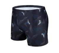 AMZSPORT Maillot de Bain Homme Short de Bain à Séchage Rapide Boxer de Plage avec Cordon de Serrage, Bleu Noir, L