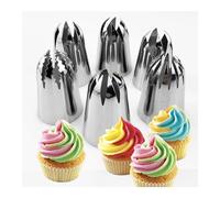 AMZTEMU 6 pièces Set de Douilles Patisserie Russes, Piping nozzles, Cream Tips, Cake Décoration Outils, Kit Patisserie, Accessoire Patisserie, Ustensiles à Pâtisserie