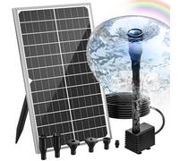 AMZtime 15 W Fontaine Solaire Exterieure de Jardin Améliorée Pompe Bassin Solaire DIY avec 6 Buses Support Réglable pour Bassins D'agrément Bassin Exterieur Jardin Fontaine à Oiseaux(15W)