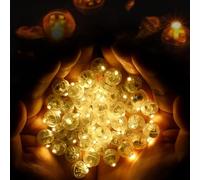 Amztour 100 PCS LED Balloon Lumière Mini Boule Lumineuse LED pour Décoration Anniversaire Mariage Noël Carnaval Bar Club,Lanterne en Papier Intérieure Extérieure（Jaune