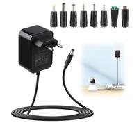 Amztour Adaptateur Secteur 12V 2A Transformateur d'alimentation AC220V 240V vers DC12V Pilote 5.5 * 2.1mm avec 8 Adaptateurs pour Bande Lumineuse, Routeur, TV Box, Caméra, Tablette, Scanner