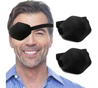 AMZVIO Lot de 2 cache-œil 3D pour adultes, masque médical réglable pour œil gauche ou droit, grand cache-œil doux pour œil paresseux, noir (taille L)