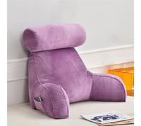 AMZWDMZ Coussins de Lecture,Grand Oreiller de Taille avec accoudoirs - avec Repose-Nuque,Coussin Cale Dos Canapé pour Lit & Fauteuil,Idéal pour Travailler,Lire ou Jouer sur 75x40x40cm Purple