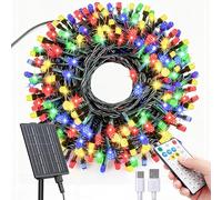 Amzxart Guirlande Lumineuse Exterieure Solaire,32m 300LED Guirlande Solaire Exterieur,19 Modes, IP65 Guirlande Lumineuse Exterieure pour Balcon, Gardin, Sapin de Noël, Multicolore