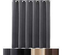 AMZYU Rideau à Oeillets 1 Pièce, 80 x 165 cm Polyester Couleur Pure Rideaux Opaques Chambre Décoration de Fenêtre Plusieurs Tailles Lavable, Gris Foncé
