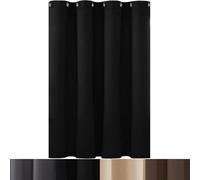 AMZYU Rideau Occultant avec Œillets, 105 x 105 cm Doux et Esthétiques Rideaux Occultants Thermique à Oeillets Décoration de Fenêtre Plusieurs Tailles Lavable, Noir