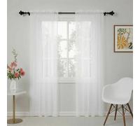 AMZYU Rideau Voilage 115 x 195 cm Filtrer La Lumière Protéger Le Privée Rideau Court Transparent Décoration de Maison Plusieurs Tailles pour Salon Chambre Cuisine Baie Vitrée, Blanc