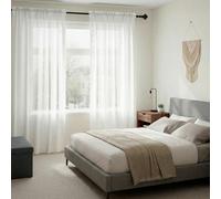 AMZYU Rideau Voilage 240 x 240 cm Doux et Aérés Couleur Pure Rideau Court Transparent Décoration Moderne Lavables pour Chambre Salon Salle à Manger Cour, Blanc