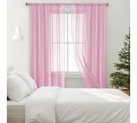 AMZYU Rideau Voilage 240 x 240 cm Filtrer La Lumière Protéger Le Privée Rideau Court Transparent Décoration de Maison Plusieurs Tailles pour Chambre Salon Salle à Manger Cour, Rose