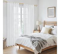 AMZYU Rideaux Transparents 240 x 240 cm Filtrer La Lumière Protéger Le Privée Rideaux Transparents en Voile Décoration Moderne Lavables pour Maison Salon Chambre, Blanc