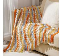 AMZZHAO Bohème Plaid Chaud Jeté Tapis à La Mode Doux Couverture Jeté De Canapé Couvre-Lit Décorative,Grand Canapé Jeté Couvre,Couverture de Couchage à Franges,Disponible en 3 Tailles