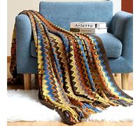 AMZZHAO Bohème Plaid Chaud Jeté Tapis à La Mode Doux Couverture Jeté De Canapé Couvre-Lit Décorative,Grand Canapé Jeté Couvre,Couverture de Couchage à Franges,Disponible en 3 Tailles
