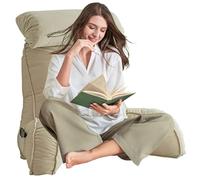 AMZZHAO Coussin de Lecture avec Accoudoirs,Oreiller Cervical Dossier de Soutien Lombaire,Dossier de canapé,Housse Lavable,Détendez-Vous ou travaillez confortablement (Beige)