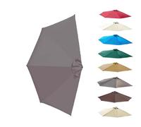 AMZZHAO Housse de rechange pour parasol semi-circulaire à 5 os de 270 cm - En tissu de rechange pour parasol de plage, marché, jardin (Grey Khaki, 270cm/9ft)