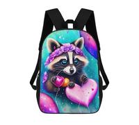 An Adorable Raccoon Holding A Heartshaped Balloon on A String, It Is Raining Hearts, Rose Sac À Dos Enfant, Sac D'école, Sac À Dos Imprimé 3D Avec Motif De Dessin Animé, Grande Capacité, Pour Garçons