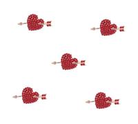 an Arrow Piercing The Boutonniere Pins Clothes Heart Breastpin Rhinestone Brooches Clothing Decor Brooch Pin for Back Red Zinc Alloy