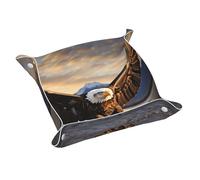 an Eagle3 Plateau de rangement en cuir imprimé pour homme, organisateur de bijoux, plateau décoratif