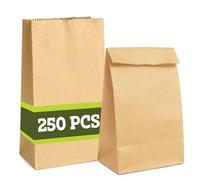 AN HUI MING Lot de 250 sacs cadeaux en papier kraft - Petit format - 12 x 7 x 21,5 cm - Marron - Pour sandwich, calendrier de l'Avent - Sacs en papier kraft - Pour anniversaire, fête de Noël, mariage