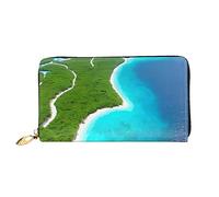 An Island In The Ocean Portefeuille pour femme, pochette en cuir grande capacité, pochette pour téléphone portable, porte-cartes de crédit, noir, taille unique, moderne, Noir , Taille unique, Moderne