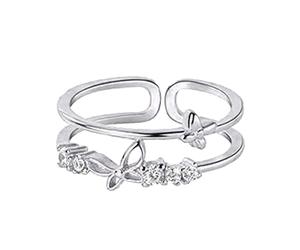 An meine Tochter Bague Papillon Bague Papillon Strass Bague Minimaliste Angstring Cadeau pour elle Retour à L'école Cadeau Ringelnatz Tous Poèmes, taille unique, Cuivre, Aucune pierre précieuse