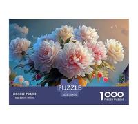 an Oil Painting of Large White and Pink Peonies 1000 Pièces Carton Extra-épais Coffret De Puzzles Peony Bouquet Anti-Stress Jouet d'anniversaire Puzzles pour Adultes Et Enfants 70x50cm/1000pcs