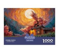 an Old House in The Moonlight 1000 Pcs Carton Premium Lot de Puzzles Bright Flower Village Anti-Stress Jeu Familial Puzzles As Birthday Gifts 70x50cm/1000pcs