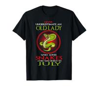 An Old Lady Who Loves Snakes Was Born In July Birthday T-Shirt