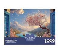 an Open Window with Blue Shutters 1000 Pièces Carton Extra-épais Puzzle À Faire Soi-même Ocean Scene Stimulant Et Éducatif Jeu Familial Puzzles pour Adultes Et Enfants 38x26cm/1000pcs