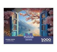 an Open Window with Blue Shutters 1000 Pièces Carton Extra-épais Puzzle À Faire Soi-même Ocean Scene Extrêmement Difficile Jouet d'anniversaire Puzzles pour La Décoration Intérieure 70x50cm/1000pcs