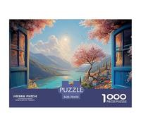 An Open Window with Blue Shutters 1000 Pièces Carton Extra-épais Puzzle De Qualité Supérieure Ocean Scene Extrêmement Difficile Jouet D'anniversaire Puzzles Pour La Décoration Intérieure 70x50cm/1000p