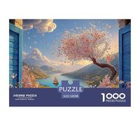 an Open Window with Blue Shutters 1000 Pièces Carton Premium Coffret De Puzzles Ocean Scene Extrêmement Difficile Jouet d'anniversaire Puzzles Cadeaux pour La Famille Et Les Amis 52x38cm/1000pcs