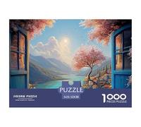 an Open Window with Blue Shutters 1000 Pièces Carton Premium Puzzle De Qualité Supérieure Ocean Scene Stimulant Et Éducatif Jeu Familial Puzzles pour Adultes Et Enfants 52x38cm/1000pcs