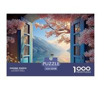 an Open Window with Blue Shutters 1000 Pièces Carton Premium Puzzle De Qualité Supérieure Ocean Scene Stimulant Et Éducatif Jeu Créatif Puzzles pour Adultes Et Enfants 52x38cm/1000pcs