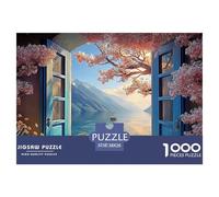 an Open Window with Blue Shutters 1000 Pièces Carton Premium Puzzle De Qualité Supérieure Ocean Scene Stimulant Et Éducatif Jeu Créatif Puzzles pour La Décoration Intérieure 38x26cm/1000pcs
