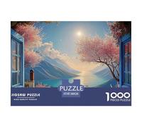 an Open Window with Blue Shutters 1000 Pièces Papier Écologique Résistant Coffret De Puzzles Ocean Scene Stimulant Et Éducatif Jeu Familial Puzzles pour Adultes Et Enfants 38x26cm/1000pcs