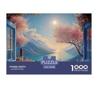 an Open Window with Blue Shutters 1000 Pièces Puzzle en Papier Écologique Coffret De Puzzles Ocean Scene Extrêmement Difficile Défi Unique Puzzles pour La Décoration Intérieure 52x38cm/1000pcs