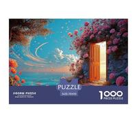 an Open Window with Blue Shutters 1000 Pièces Puzzle en Papier Écologique Puzzle Ocean Scene Extrêmement Difficile Défi Unique Puzzles Cadeaux pour La Famille Et Les Amis 70x50cm/1000pcs