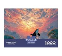 an Orc Breaching Out of The Water 1000 Pcs Carton Extra-épais Lot de Puzzles Whale Under Sunset Stimulant Et Éducatif Défi Unique Puzzles As Birthday Gifts 52x38cm/1000pcs